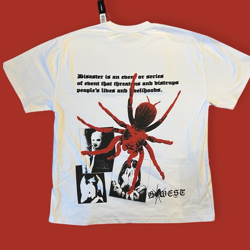 G West Oversize Big Spider Life White Graphic Tee